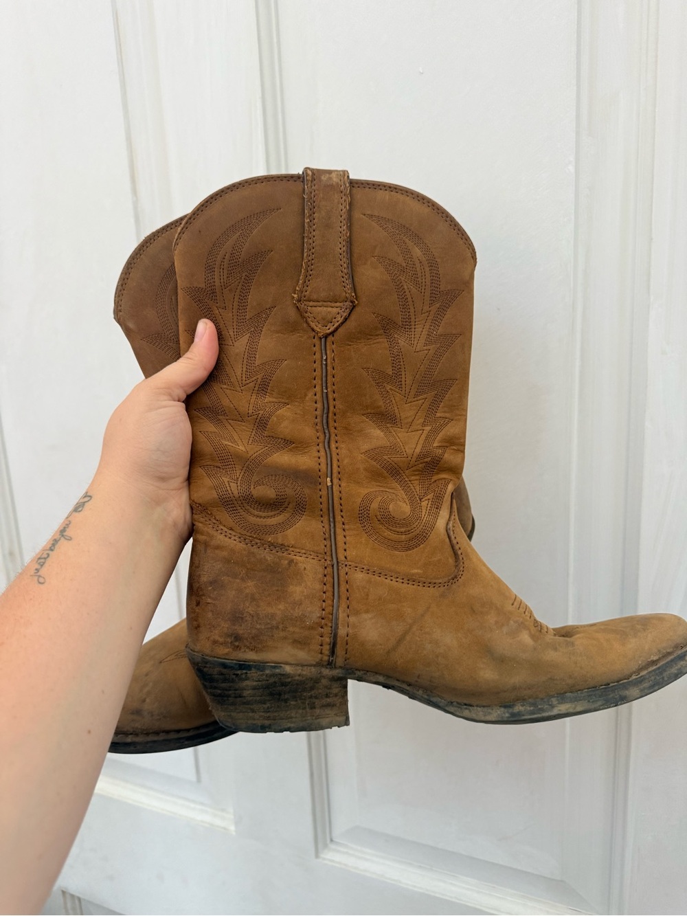 Durango Tan Leather Western Heeled Boots